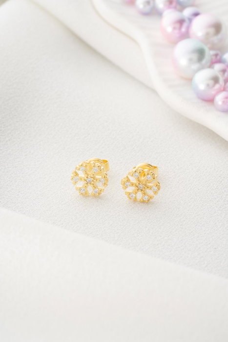 Heliophilia Silver Pendientes de Plata de Ley 925 con Baño de Oro y Circón Heliophilia Silver Pendientes de Plata de Ley 925 con Baño de Oro y Circón